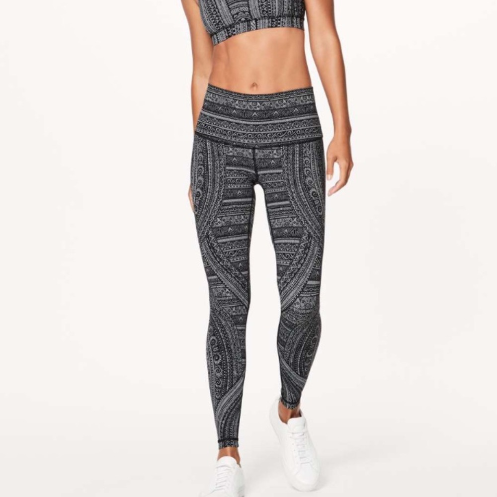 Lululemon Wunder Under High Rise Nulux 28” Entwined Gray Black 6